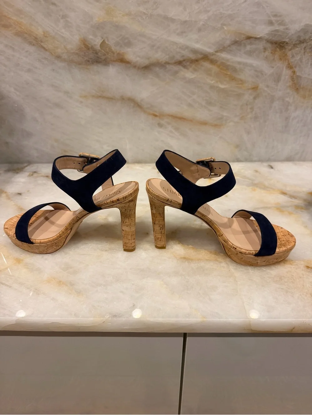 Stuart Weitzman Suede Cork Sandals
